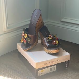 Leather Multi-Color Wedges